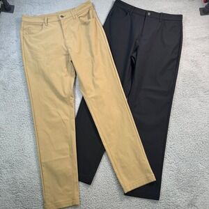 Fabletics Pants Mens 30x29 Golf Khaki Black Performance Athletic Lot Of 2